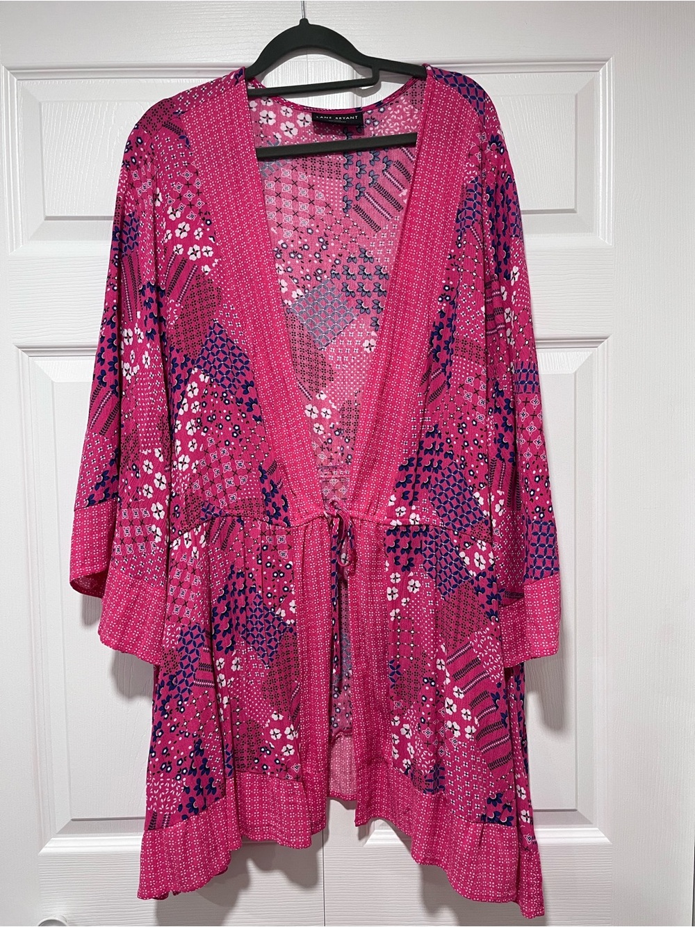 Lane Bryant Pink & Navy Patchwork Kimono Robe